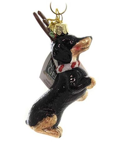 Noble Gems Dachshund with Antlers Glass Ornament