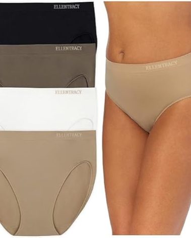 ELLEN TRACY Women’s High Cut Brief Panties Breathable Seamless Underwear 4-Pack Multipack (Regular & Plus Size) - X-Large