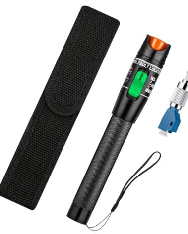 Moocci Visual Fault Locator Fiber Optic Tester - Fiber Optic Cable Tester Meter with FC to LC Adapter - Tools Tester Kit for LC/FC/SC/ST, Network Cable Test