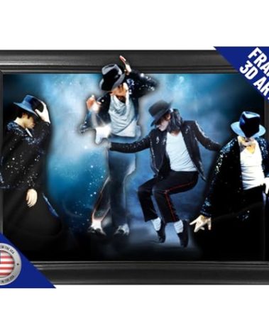 Michael Jackson King of Pop Moonwalk Framed 3D Lenticular Poster - 14.5x18.5" - Unbelievable Life Like Framed 3D Art Pictures, Lenticular Posters, Cool Art Deco, Unique Wall Art Décor