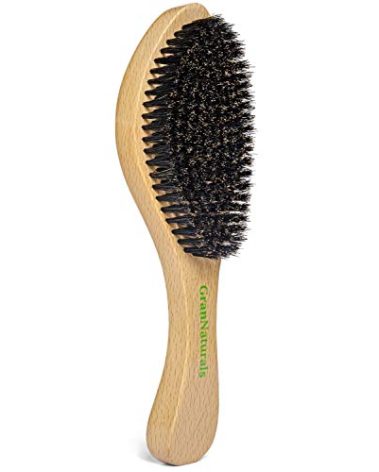 GranNaturals Medium Wave Brush & Smoothing Hair Brush - Curved Boar Bristle Hairbrush for 360 Waves & Slick Back Brush