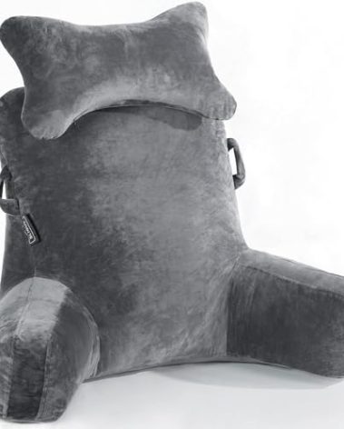 SLIGUY Reading Pillow Extra Large 31" Bed Rest Pillow with Detachable Neck Roll for Sitting in Bed or Couch Adult Back Pillow for Watching TV/Gaming/Relaxing