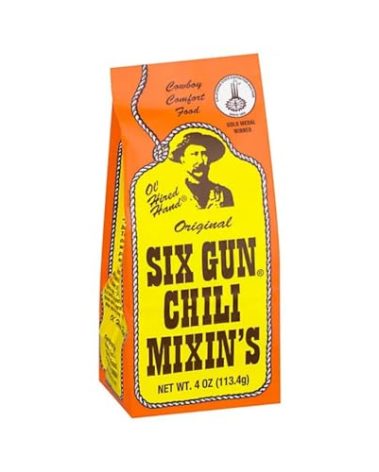 Six Gun Chili Mixin’s Original Chili Seasoning Mix 6 Pack - Authentic Texas Chili Kit with Spices and Seasonings for Homemade Chili, Easy Dinner, No MSG, Bold Flavor, Gluten Free