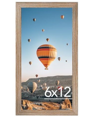 JCJMY 6x12 Picture Frame Rustic Brown for Wall Hanging or Tabletop, Wall Mounting Horizontally or Vertically, 6 x 12 Wall Gallery Poster Photo Frame with Shatter Resistant Plexiglass, Rustic Brown