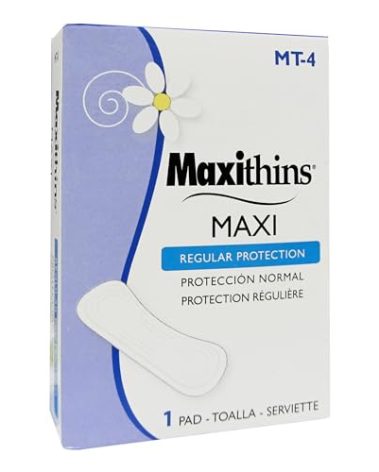 HOSPECO Maxithins Vended Sanitary Napkins #4, Maxi, 250 Individually Boxed Napkins/carton