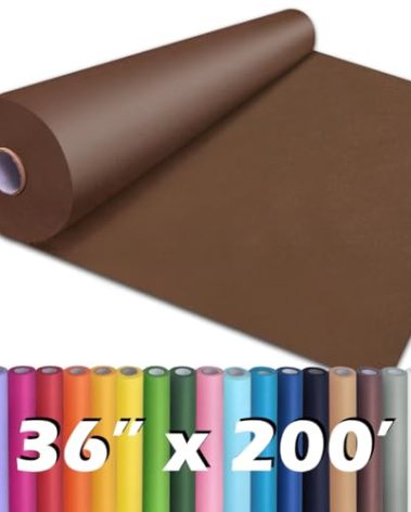 PerkHomy 36" x 2,400" (200') Coffee Kraft Paper Roll for Craft Bulletin Board Paper Art Table Covering Crafting Gift Wrapping Bouquet Packing Parcel 80GSM 55LB (Coffee, 36" x 200')