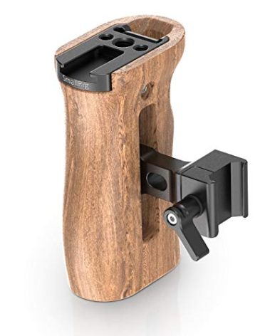 SmallRig Universal Side Wooden NATO Handle Grip DSLR Camera Cage w/Cold Shoe Mount Built-in Wrench, Threaded Holes – 2187