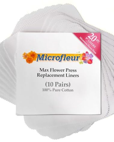 Microfleur - Max White Liners for Microwave Flower Press 9" (23 cm), Floral Art Crafting Accesory, Creative DIY Handicrafts, Dry Extra Replacement Durable Cotton Paper Sheets - 20 PC (10 Pair)