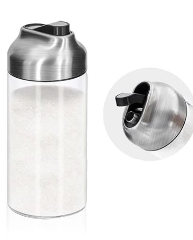 Aelga 12 OZ Glass Sugar Dispenser with Pour Spout, Weighted Pourer, for Coffee, Tea & Baking, 2 Pack
