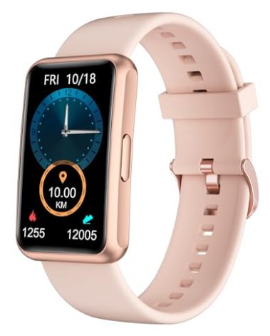 HUAKUA Fitness Tracker No Bluetooth No APP No Phone Needed, Fitness Watch for Men Women Parents IP68 Waterproof with Full Touch Screen Steps Calories Counter Sleep Tracker Alarm Clocks (Pink)