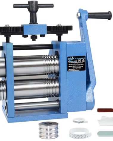 CTISMICE Rolling Mill, 3 in 1 Light Duty Roller Machine with Hand Crank for Pressing Gold Silver Copper Metal into Jewelry Sheets, Square and Half Round Wire of Various Sizes