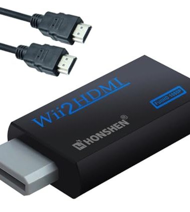 HONSHEN Wii to HDMI Converter, Black with 3ft HDMI Cable, Supports All Wii Display Modes, Compatible with Full HD Devices