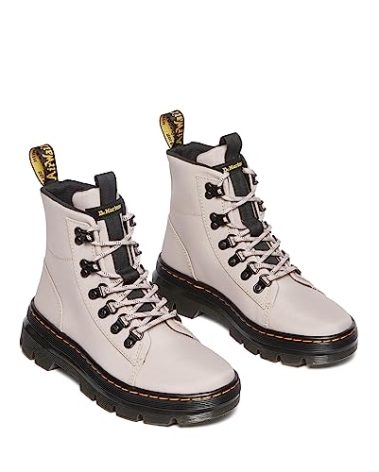 Dr. Martens Women's Combs W Poly Casual Boot, Vintage Taupe Poly Twill, 11