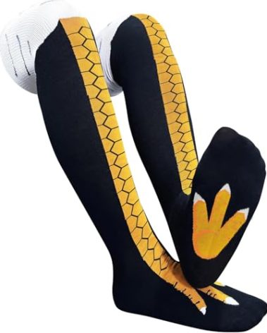 Funny Crazy Chicken Leg Socks, Novelty Chicken Feet Long Socks for Women Men Halloween Thanksgiving Costume Accessories Christmas White Elephant Party Gifts