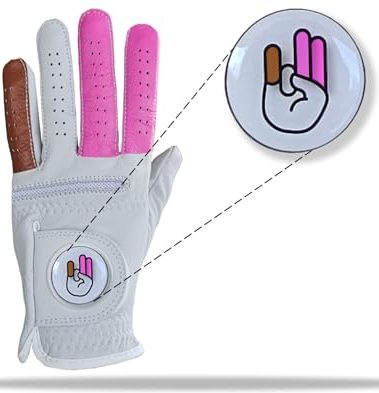Shocker Funny Golf Glove Men's - Funny Golf Glove with Magnetic Ball Marker, Premium 100% Cabretta Leather, Durable Grip, Adult Men's for Left & Right Hand Golfers, Small to XXL Sizes
