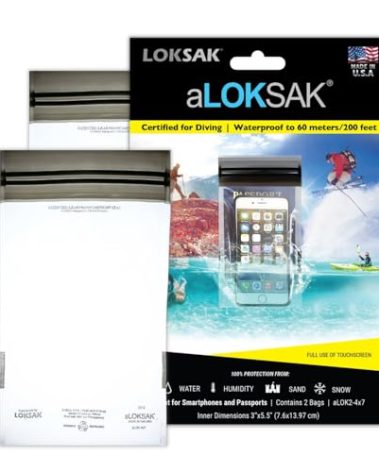 LOKSAK - aLOKSAK Waterproof Cellphone Dry Bags - Airtight Underwater Phone Pouch - Touch Screen Compatible - Diving Certified - 2 Pack- 4in x 7in Clear