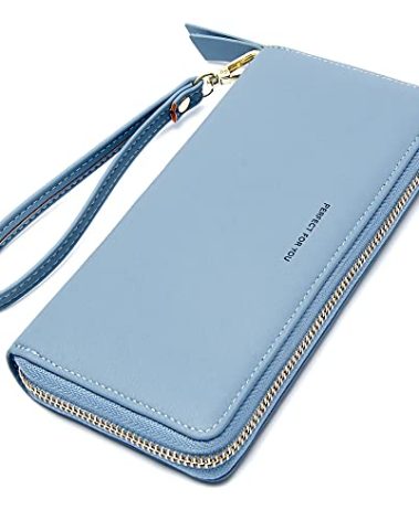 VOCUS Womens Wallet RFID Blocking Zip Around Wallet PU Leather Large Travel Long Purse Credit Card Holder with Wristlet