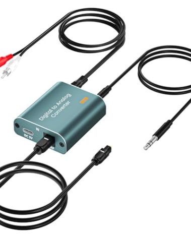 192kHz DAC Audio Converter Digital to Analog Audio Converter, 7ft/2.1m Optical Audio to 3.5mm RCA AUX Cable, Optical to RCA Adapter with Dual 3.5 mm Jacks for PS3 PS4 HDTV Blue Ray DVD Sky