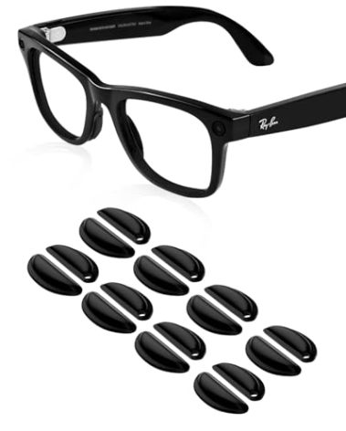 Compatible with Ray-Ban Eyeglass Nose Pad, 8 Pairs Soft Silicone Nose Pads for Ray-Ban Meta Glasses, Wayfarer, Anti Slip Replacement Nose Pads with Super Sticky Backing (Black)