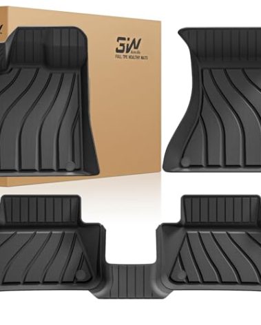 3W Floor Mats Compatible for Porsche Macan 2014-2025 2026 TPE All Weather Custom Fit Floor Liner 1st and 2nd Row Car Mats Black