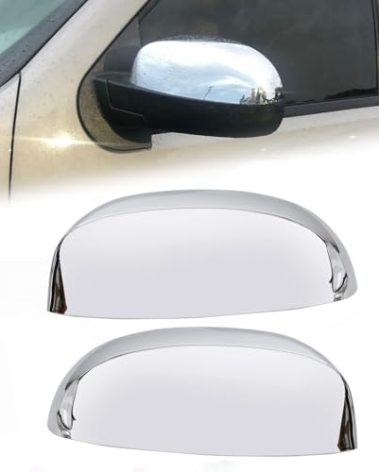 HECASA Pair Chrome Mirror Half Caps Compatible with 2007-2014 Chevy Silverado GMC Sierra Avalanche Tahoe Suburban Yukon Escalade ESV EST LH & RH Side View Upper Mirror Cover