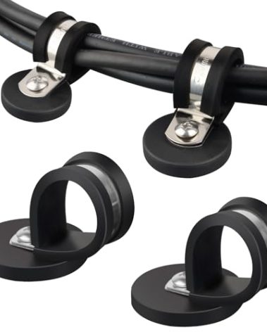 UNUSFIRE Magnetic Cable Clamps,Heavy Duty 4PCS 3/4 Inch Rubber Cushioned Wire Clamps,Non-slip Stainless Steel Insulated Cable Clips Holder for Hose,Pipe,Rope,Wire Cord,Tube