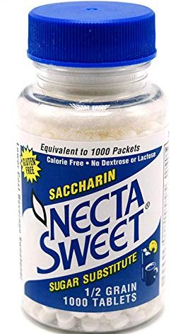 Necta Sweet Saccharin Tablets, 1/2 Grain, 1000 Tablet Bottle (Pack of 2)