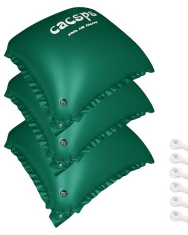 CACSPS 3 Pack Pool Pillow for Above Ground Pools, 4x4 Ft Air Pillow for Closing Winter Winterizing Kit, 0.5mm PVC Material, 2X 16.5Ft Rope (Green)