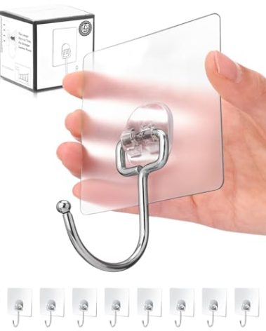 Antimbee 10-Pack All-Purpose Large Adhesive Hooks for Hanging, Banana Hook, Heavy Duty Adhesive Hooks 37 lb(Max), Sticky Wall Hook fit Home, Bathroom, Kitchen, Office and Outdoor