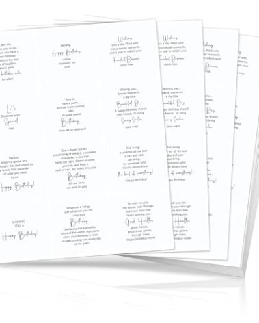 Watersay 240 Pcs Happy Birthday Peelable Stickers for Card Making Embellishments Selection Peelable Stickers for Adults Verses and Sentiments DIY Card Making Decoration, 4 x 3.5 Inches