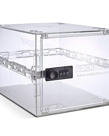Lockabox One™ | Premium Lock Box | Medium Combination Lock Box For Food, Medicine & Home Safety | External Size 12 x 8 x 6.6 inches (Crystal)