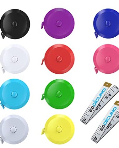 DiCUNO 60-Inch 1.5 Meter Soft and Retractable Tape Body Tailor Sewing Craft Cloth Dieting Measuring Tape (10 Colors Package)