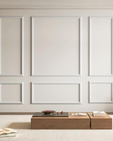 Art3d Pre-Cut Wall Molding Set of 6 pcs, Ready-to-Assemble Wainscoting Panels for Interior Wall Décor Living Room Bedroom Accent Wall - Installed with Glue, 3 Top 3 Bottom