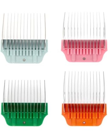 22mm 25mm 32mm 38mm Wide Clipper Guard Attachment Set for A5 Series Clippers| Stainless Steel Blade for Professional Dog Groomers| Snap-On/Off Design Wide Guard Combs for Dog Grooming