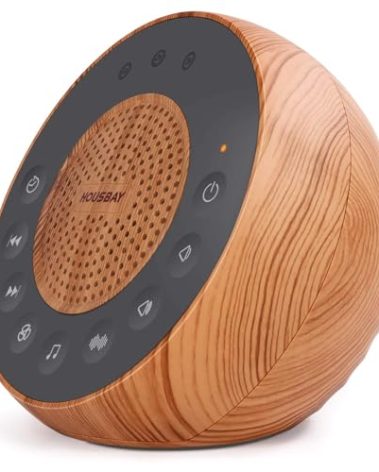 Housbay White Noise Machine with 31 Soothing Sounds, 5W Loud Stereo Sound, Auto-Off Timer, Adjustable Volume, Sleep Sound Machine for Baby, Kid, Adult -Wood Grain