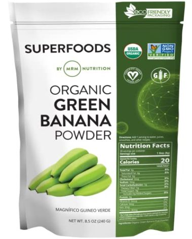 MRM Nutrition Organic Green Banana Powder | Superfoods | High-Fiber | Flour Alternative | Prebiotic Fiber | 40 Servings
