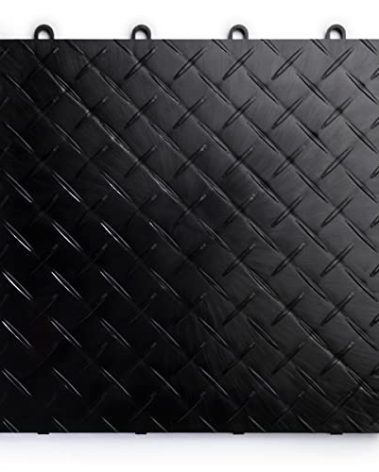 Big Floors RaceDeck Diamond Plate Design, Durable Interlocking Modular Garage Flooring Tile (Black, 48 Pack of 12 x 12" Tiles)