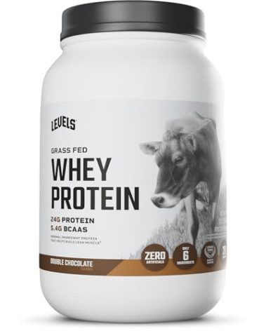 Levels Grass Fed Whey Protein Powder, No Artificials, 24G of Protein, Double Chocolate, 2LB