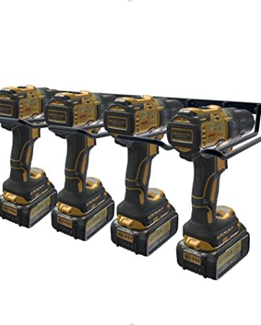 Vikerniel Drill Holder, Power Tool Organizer, Wall Mount 4 Cordless Metal Shelf Holder, Utility Storage Rack for Dewalt Cordless Tools for father day gifts