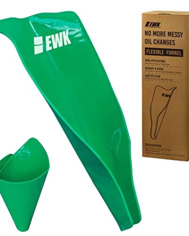EWK Flexible Oil Funnel, Spill-Free, Reusable Moldable Funnel for Clean Oil Changes, Car & Motorcycle Maintenance, Coolant & Fluid Draining, Easy Store Roll-Up Design
