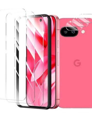 3+3+1-Pack, Screen Protector and Camera Lens Protector for Google Pixel 9A with Installation Alignment Aid, Tempered Glass Film, Impact-Protection, HD, Anti-Scratch, 9H Hardness
