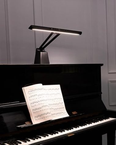 AETEE Professional LED Piano Lights for Upright Piano - Piano Lamps with Ambient Light, Memory Function, Eye-Care, 5 Levels Color Temperatures, 5 Levels Dimming, Steady Base, Black(Updated Version)