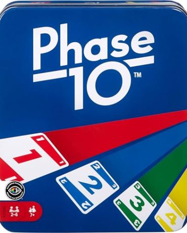 Mattel Games Phase 10 Card Game with Color Blind Accessible Deck in Storage & Travel Tin for Kids, Adults & Families (Amazon Exclusive)
