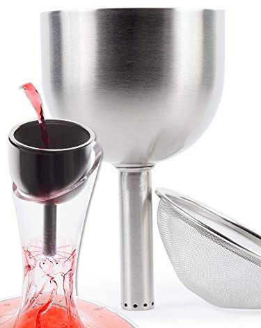 3in1 Steel Funnel with Strainer (Wine Shower + Aerator + Filter) - Improves Wine & Clears Residues