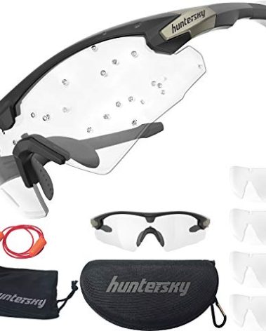 HTS HUNTERSKY Q57 Clear Lens Ballistic Tactical Shooting Glasses ANSI Z87+ UV400 Anti-Fog Eyewear for Airsoft Range Security and Outdoor Sports, for Men and Women