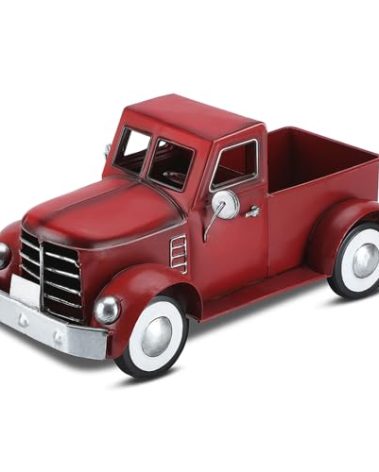 Addbliss Red Truck Farmhouse Table Decor, Farm Metal Car Trucks Basket for Indoor and Outdoor, Vintage Pick-up Desktop Storage, Decorative Home Christmas Decorations