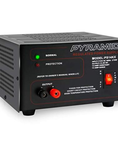 Pyramid Universal Compact Bench Power Supply- 12 Amp Linear Regulated Home Lab Bench-top AC-to-Dc 12V Converter w/ 13.8V Dc 115V AC 270W Power Input, Screw Type Terminals, Cooling Fan- PS14KX.5