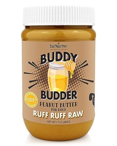 BUDDY BUDDER, Ruff Ruff Raw, Natural Dog Peanut Butter, Dog TreatMade in USA, (17 oz Jars)