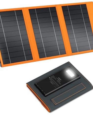 SOLUPUP 10000mah Solar Charger Power Bank, 30W Foldable Portable Solar Panel, Fast Charging with 1 Type-C & 2 USB-A Ports, Ipx5 Waterproof, for Phone, Tablets & Multiple Devices, Camping Outdoor Use