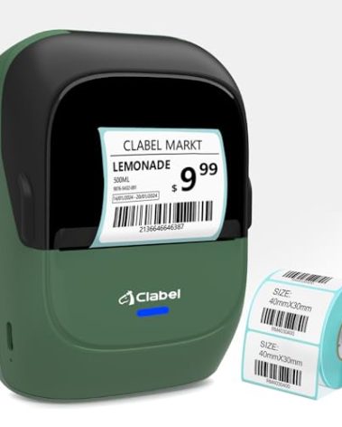CLABEL Thermal Label Maker Machine: 2 Inch Portable Bluetooth Label Printer 221B Mini Wireless Barcode Printer Compatible with iOS & Android for Small Business Home Office Organization (Green)